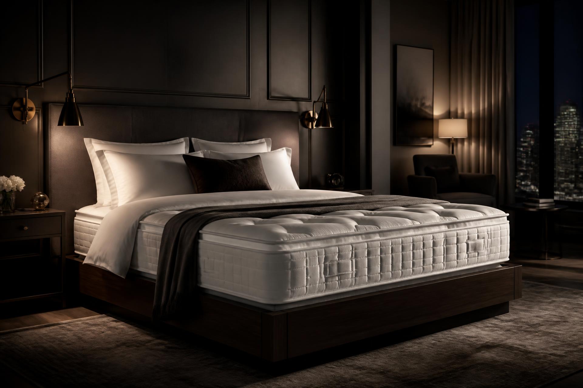 Suíte com colchão Simmons pillow top em ambiente de hotelaria de luxo